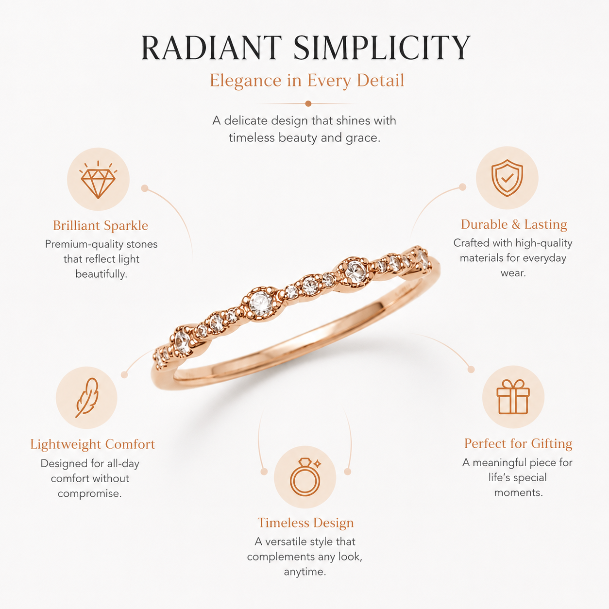 Dew Drop Milgrain Ring in 18K Rose Gold Vermeil