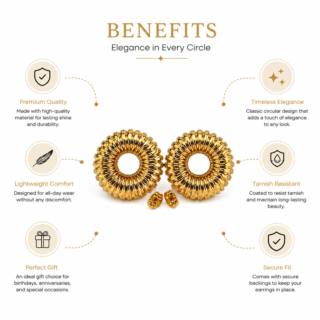 Gold Sunflower Hoop Earrings | Statement Studs for Women
