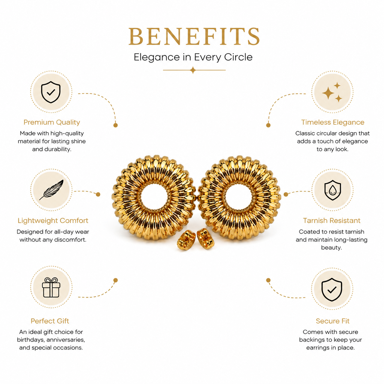 Gold Sunflower Hoop Earrings | Statement Studs for Women