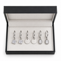 Silver Hoop Earrings Combo Set of 3 | Crystal Drop, Coin & Zirconia Charm Earrings