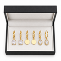 Gold Hoop Earrings Combo Set of 3 | Crystal Drop, Coin & Oval Zirconia Charm Earrings
