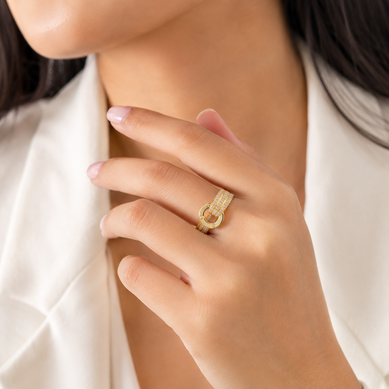 Elegant gold ring with diamond accents, perfect for everyday luxury jewelry for women