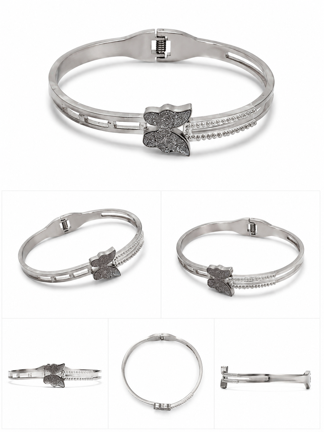 Butterfly Crystal Bangle Bracelet | Silver Cuff for Women | Stylish Gift Jewellery
