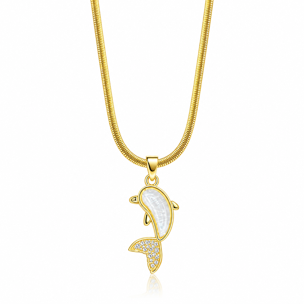 Gold Fish Pendant Necklace for Women