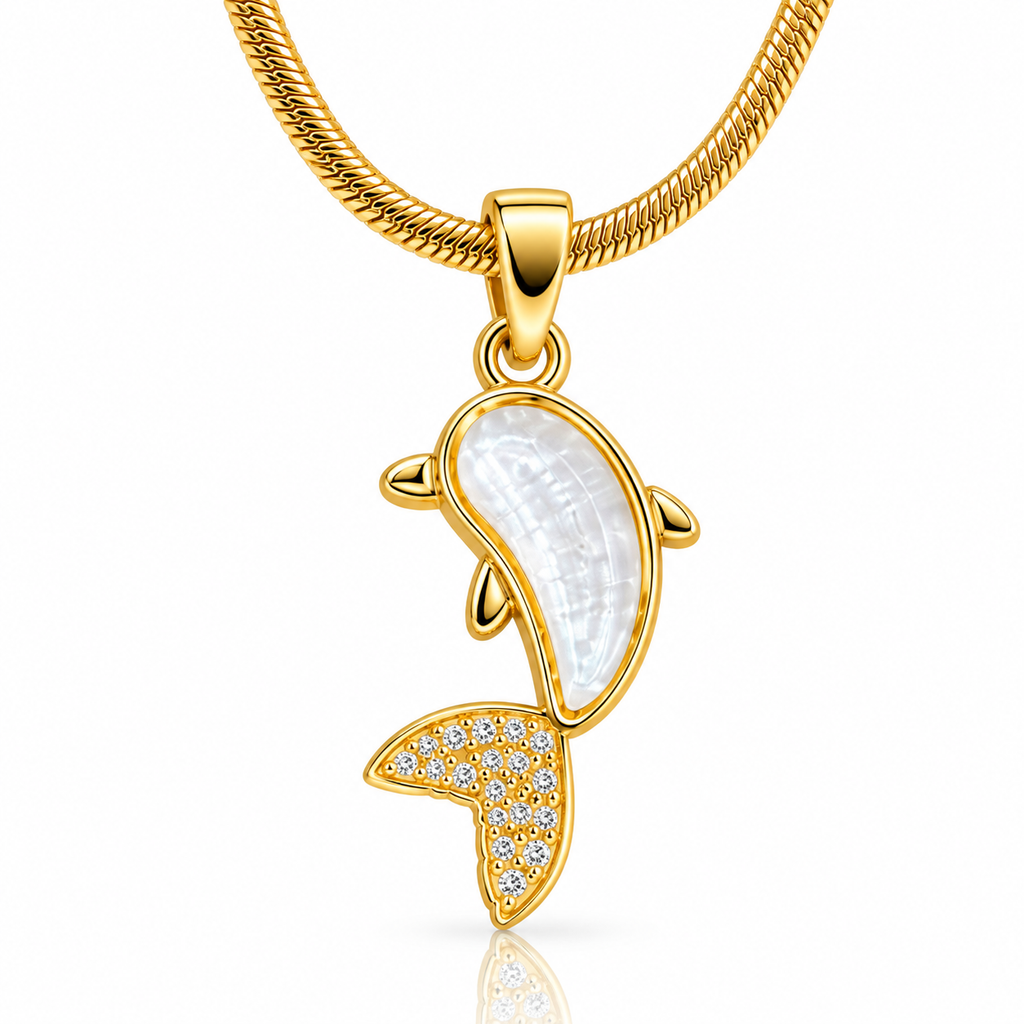 Gold Fish Pendant Necklace for Women