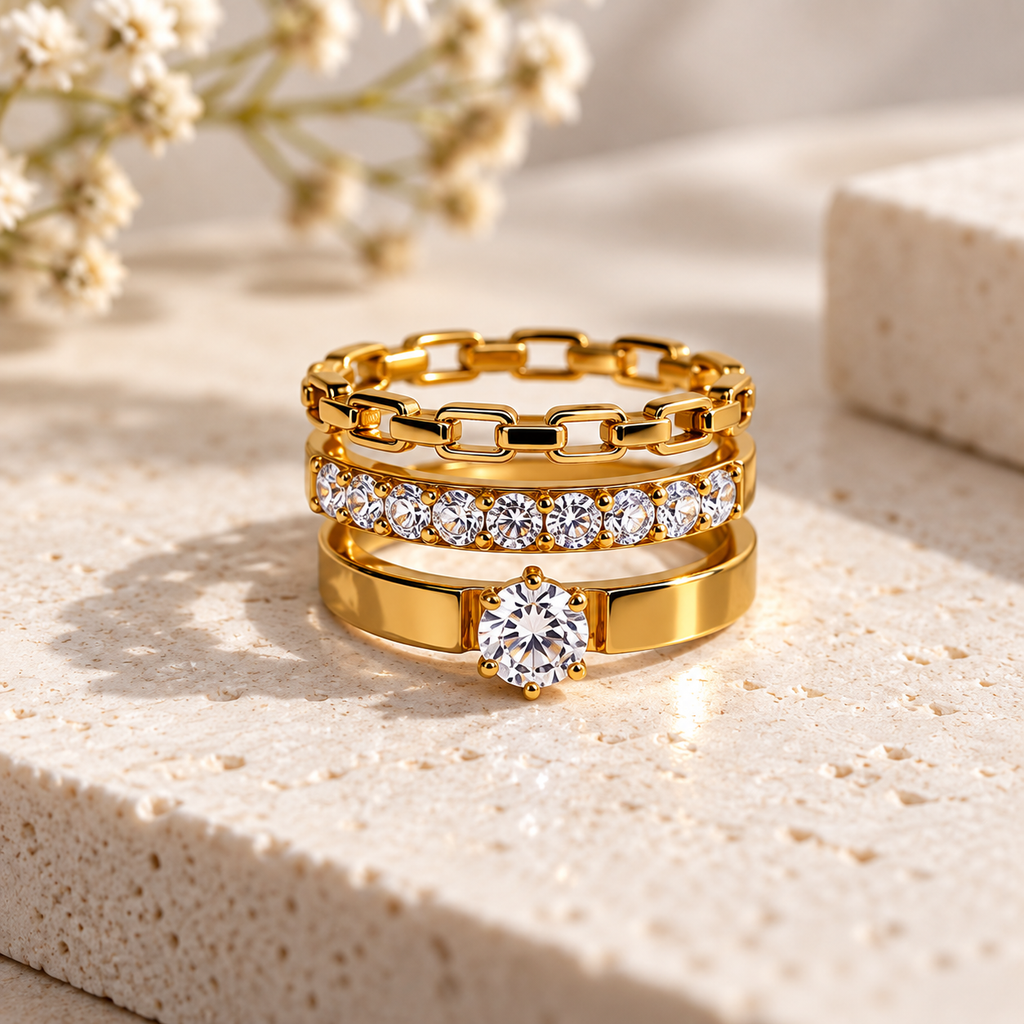 3-Piece Gold Jewellery Combo Set for Women