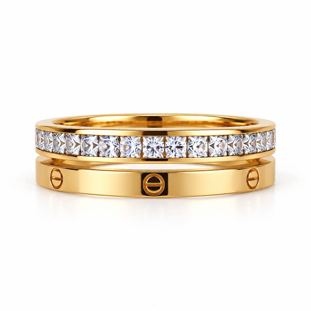 Gold-Tone Couple Ring Set of 2 for Women