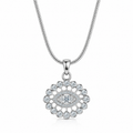 Evil Eye Crystal Pendant Silver Necklace for Women