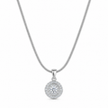 Classic Round Crystal Pendant Silver Necklace for Women