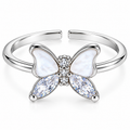 Silver Butterfly Crystal Adjustable Ring for Women
