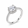 Silver Solitaire Crystal Adjustable Ring for Women