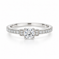 Silver Round Solitaire Crystal Ring for Women