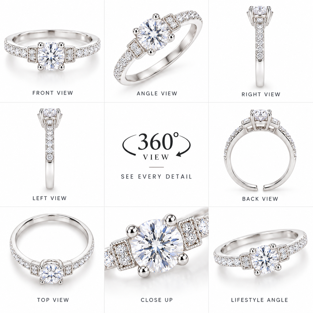 Silver Round Solitaire Crystal Ring for Women