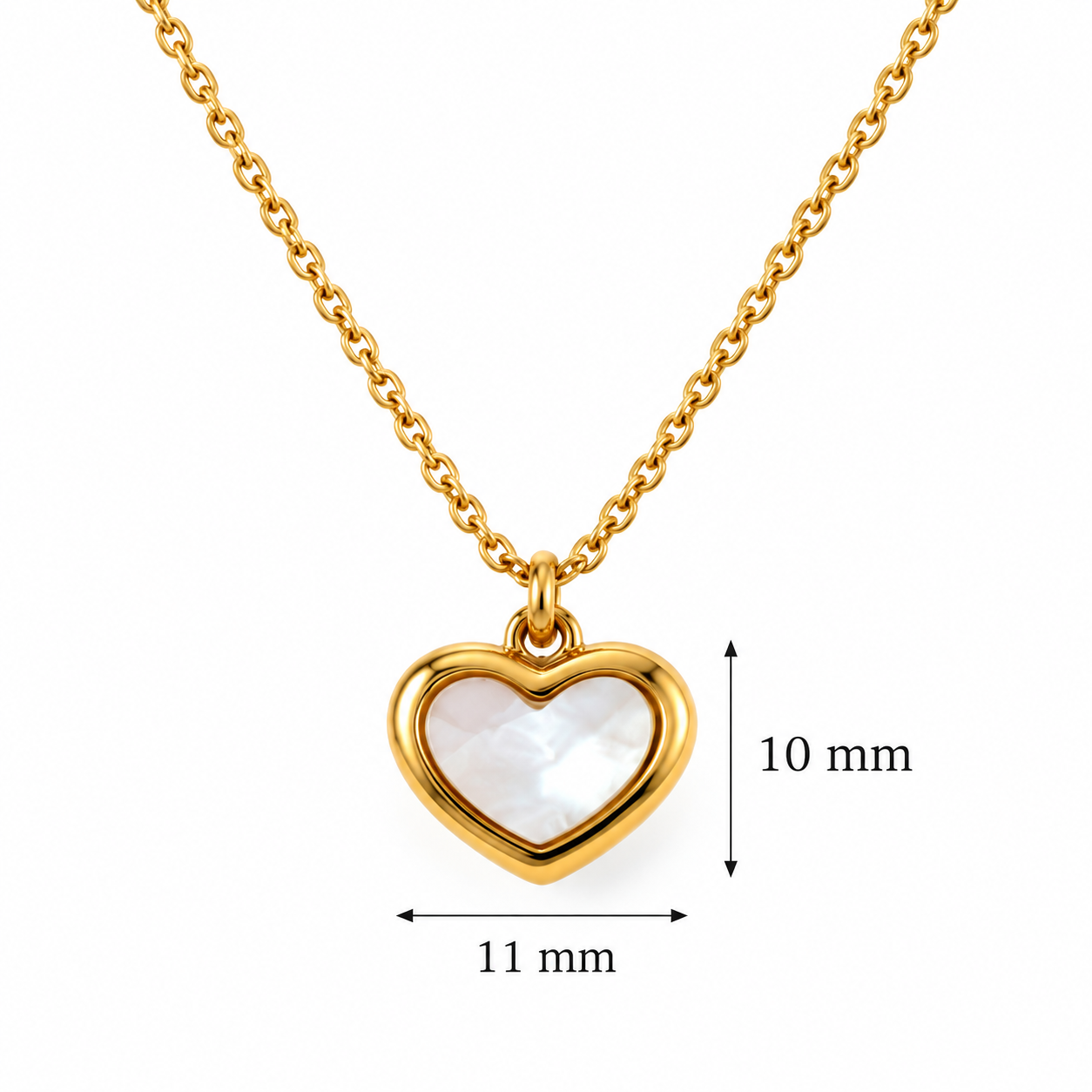Gold Heart Mother of Pearl Pendant Necklace