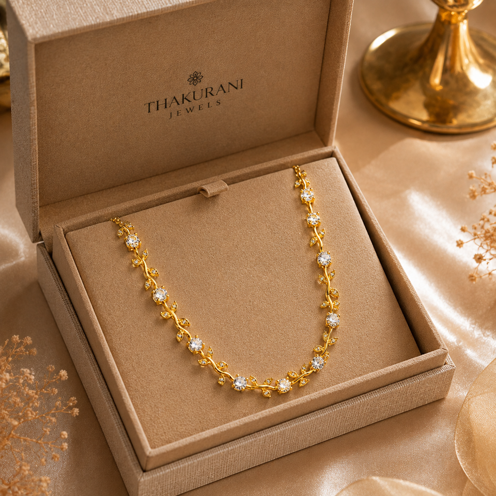 Elegant Zircon Floral Link Necklace for Women