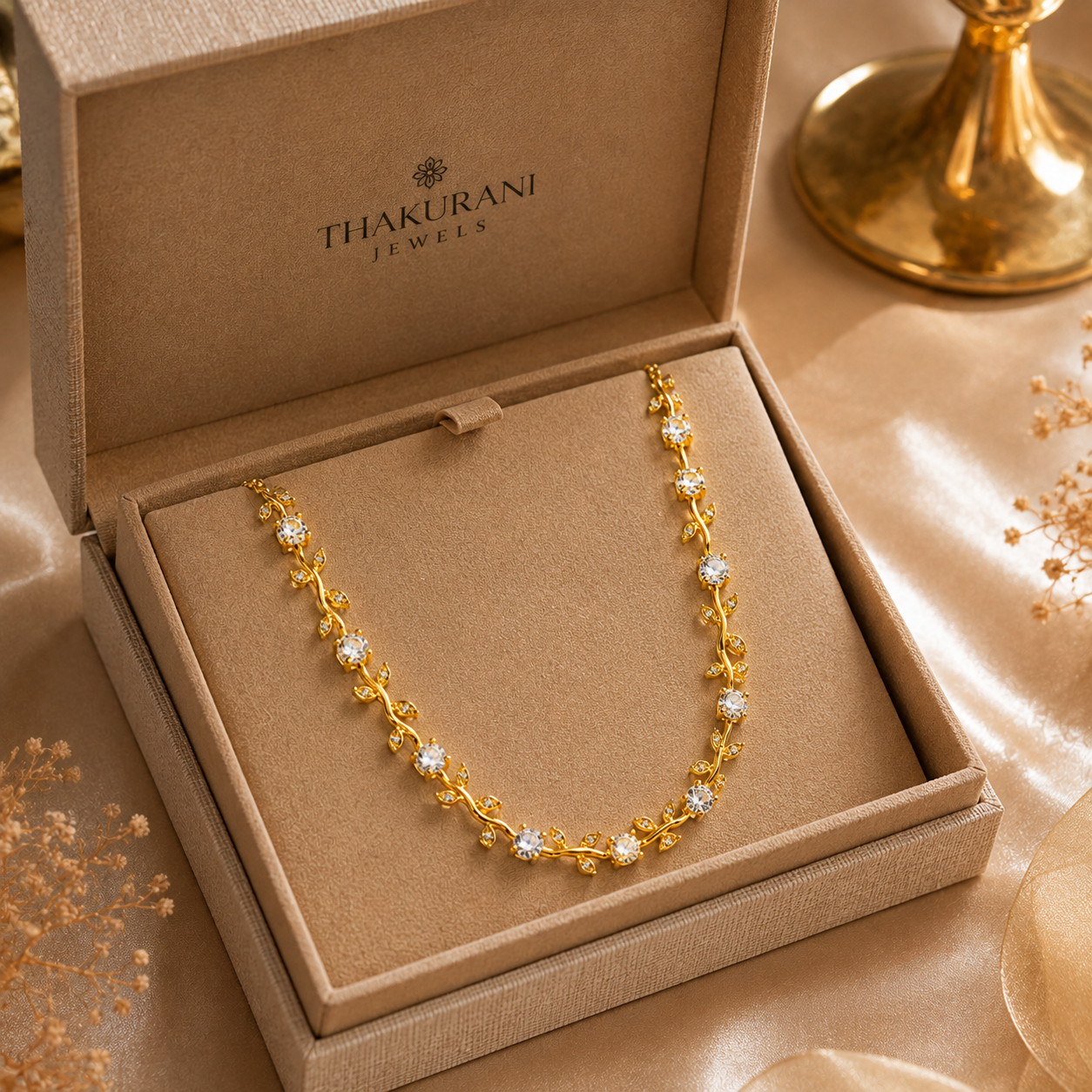 Elegant Zircon Floral Link Necklace for Women