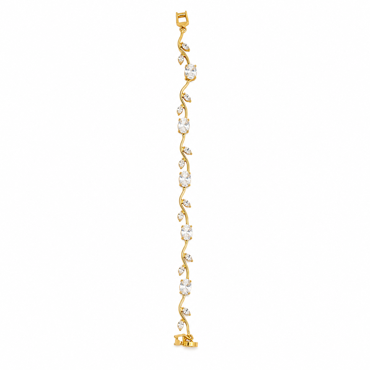 Elegant gold bracelet with sparkling clear stones, anti-tarnish design for everyday luxury