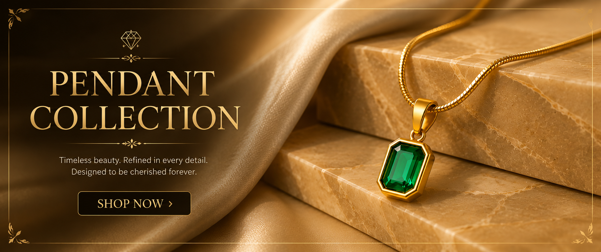 Elegant gold pendant necklace with emerald gemstone, part of luxury pendant collection for women