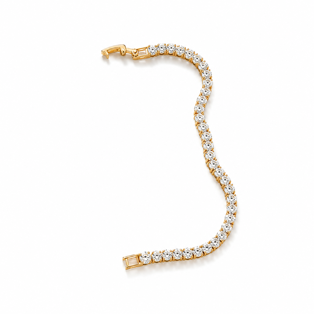 Elegant gold bracelet with sparkling clear stones, perfect for everyday luxury jewelry