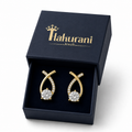 Elegant gold stud earrings with crystal accents in luxury gift box, anti-tarnish jewelry for women