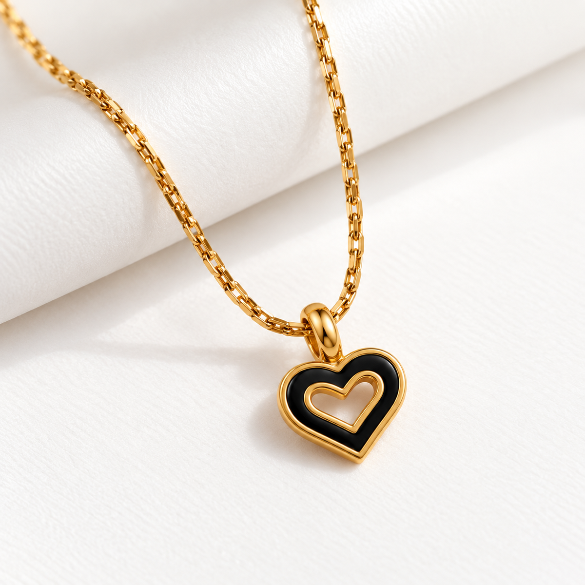 Gold-Tone Double Heart Pendant Necklace for Women