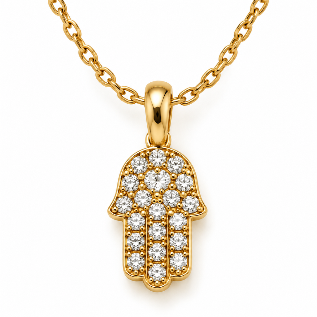 Gold-Tone Pavé Hamsa Hand Pendant Necklace