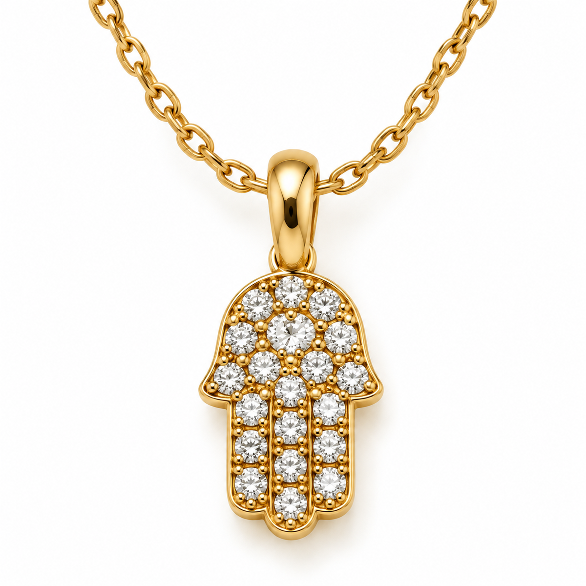 Gold-Tone Pavé Hamsa Hand Pendant Necklace