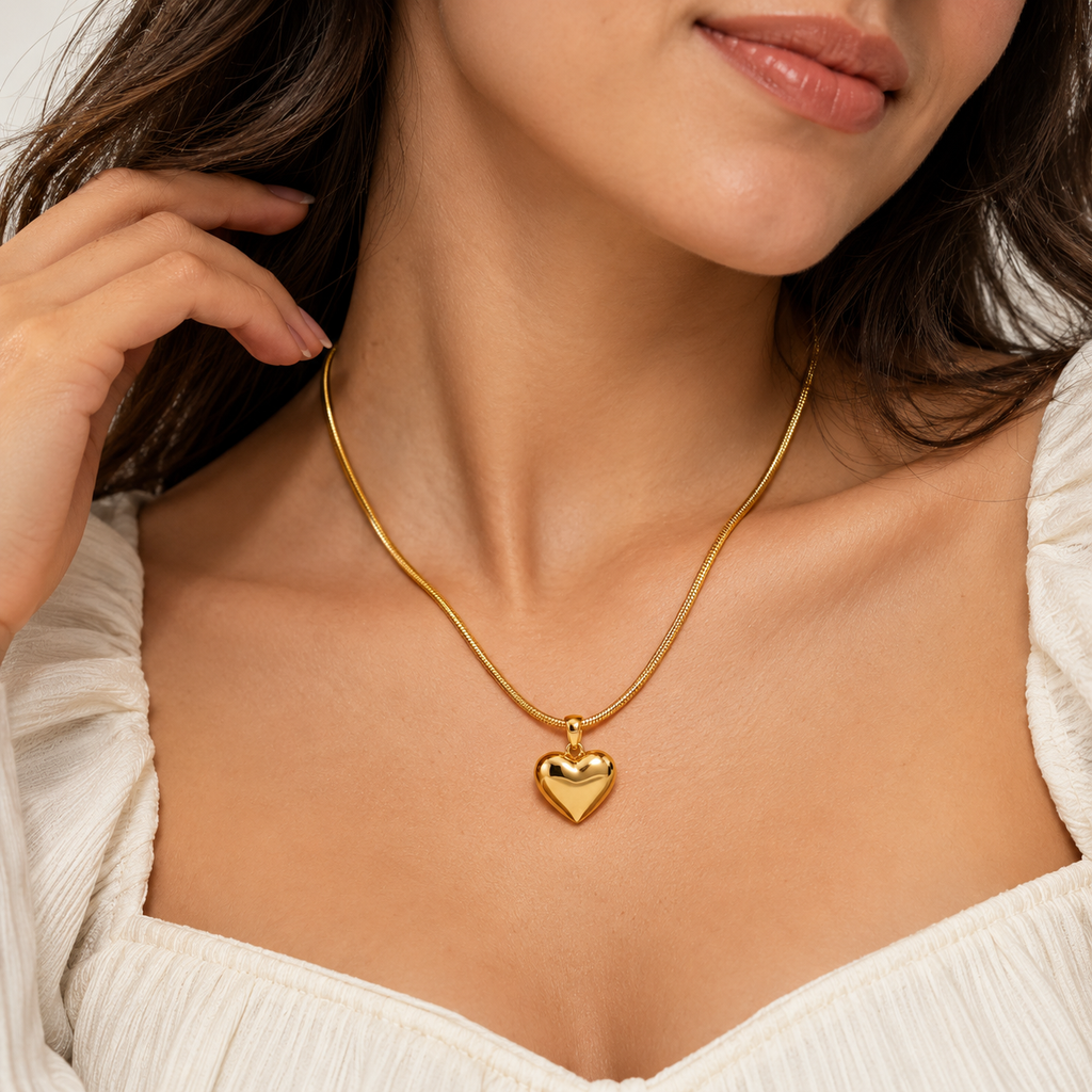 Heart Pendant Gold Chain Necklace