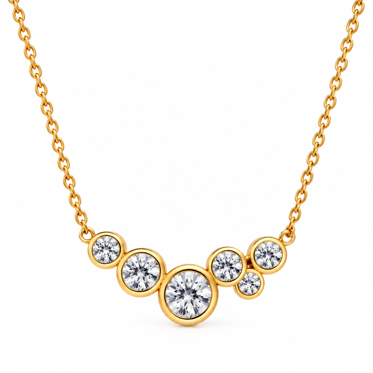 Gold-Tone Multi-Stone Crystal Pendant Necklace for Women