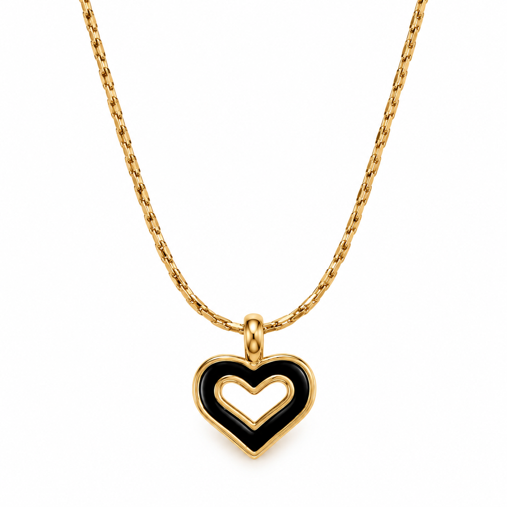 Gold-Tone Double Heart Pendant Necklace for Women