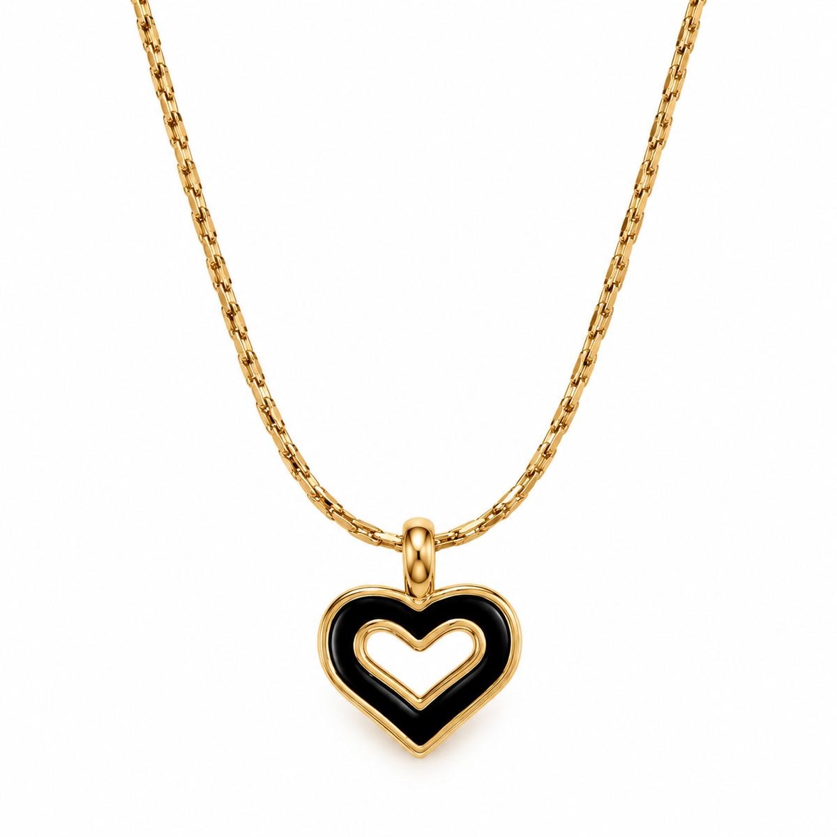 Gold-Tone Double Heart Pendant Necklace for Women