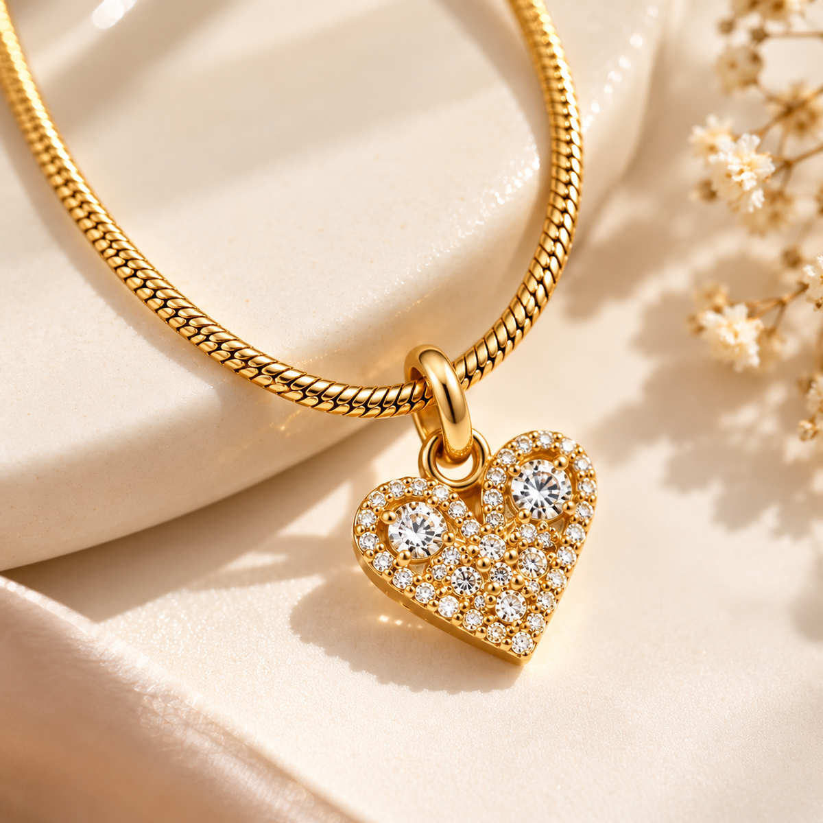 Gold-Tone Pavé Heart Pendant Necklace for Women