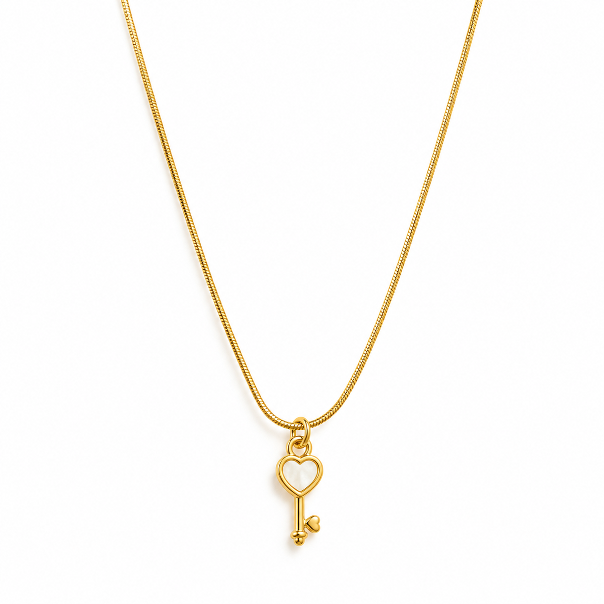 Gold-Tone Heart Key Pendant Necklace for Women