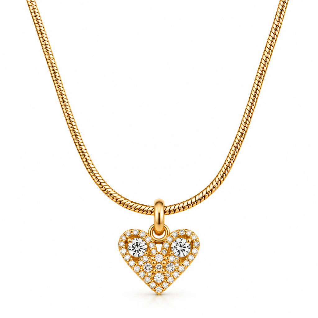 Gold-Tone Pavé Heart Pendant Necklace for Women