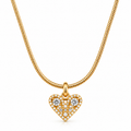 Gold-Tone Pavé Heart Pendant Necklace for Women