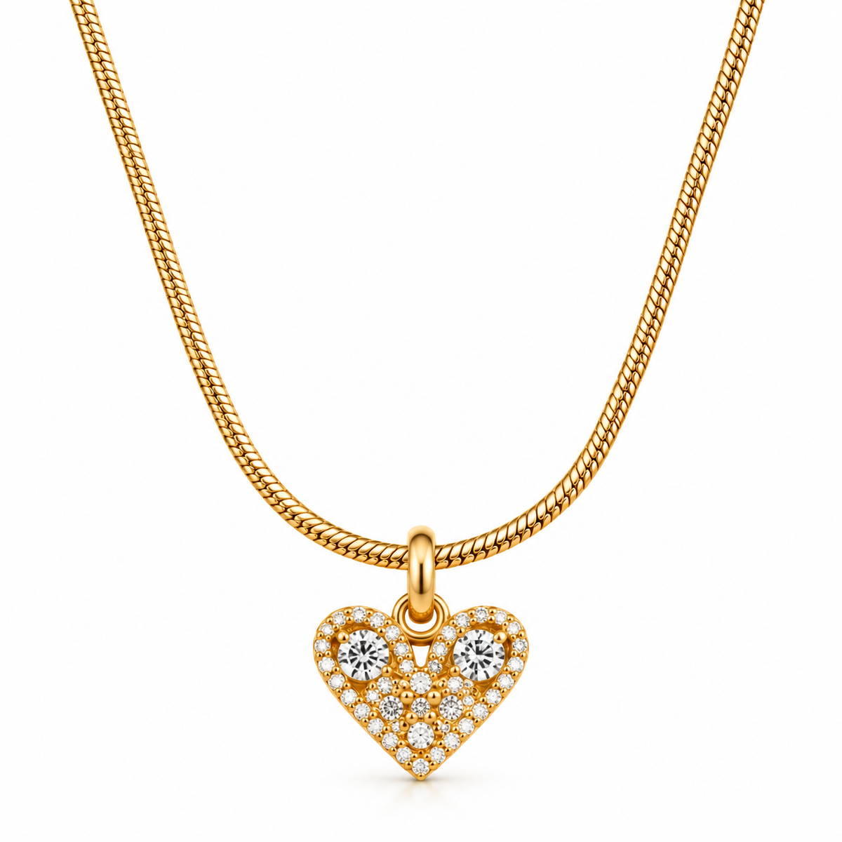 Gold-Tone Pavé Heart Pendant Necklace for Women
