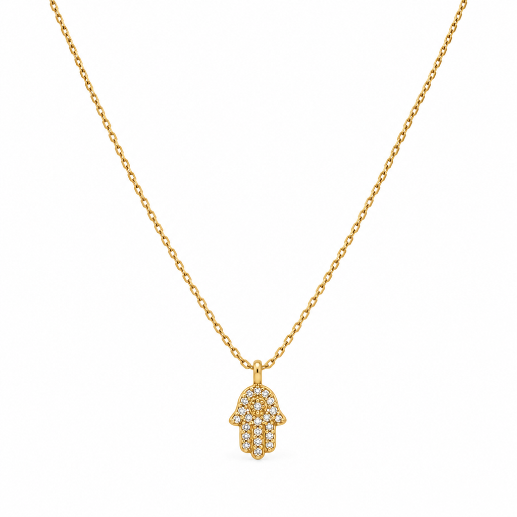 Gold-Tone Pavé Hamsa Hand Pendant Necklace
