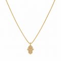 Gold-Tone Pavé Hamsa Hand Pendant Necklace