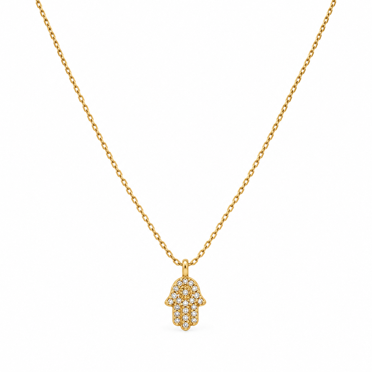 Gold-Tone Pavé Hamsa Hand Pendant Necklace