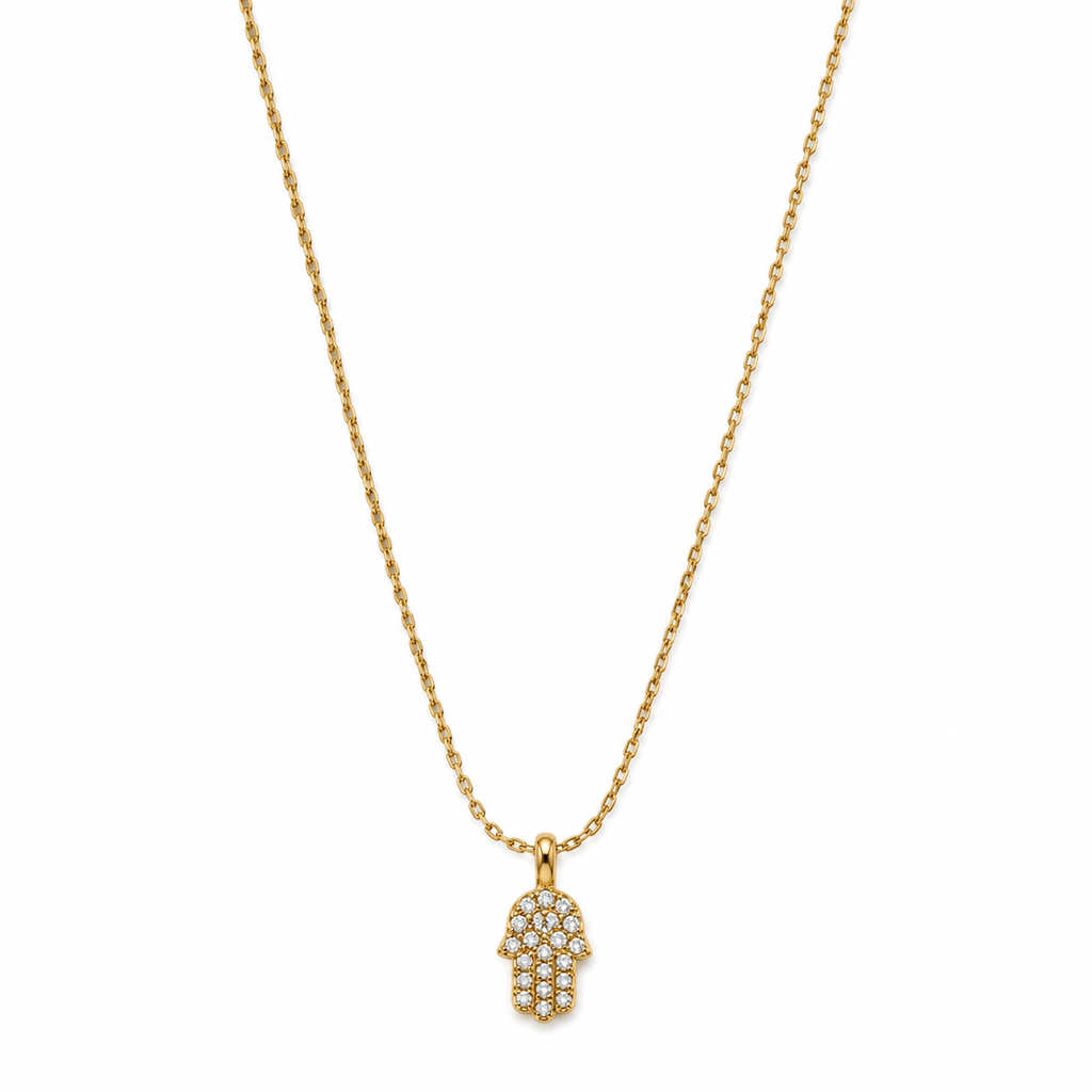 Gold-Tone Pavé Hamsa Hand Pendant Necklace