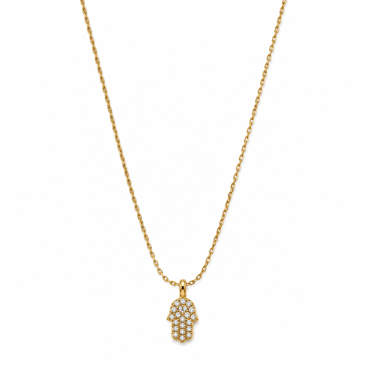 Gold-Tone Pavé Hamsa Hand Pendant Necklace