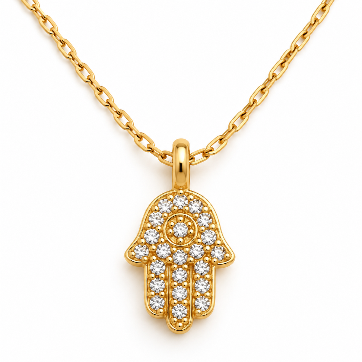 Gold-Tone Pavé Hamsa Hand Pendant Necklace