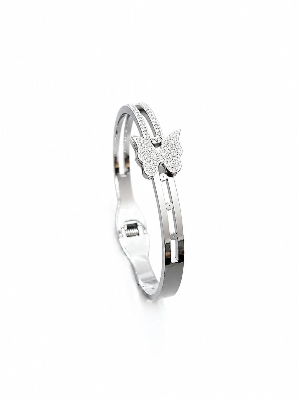 Butterfly Crystal Bangle Bracelet | Silver Cuff for Women | Stylish Gift Jewellery