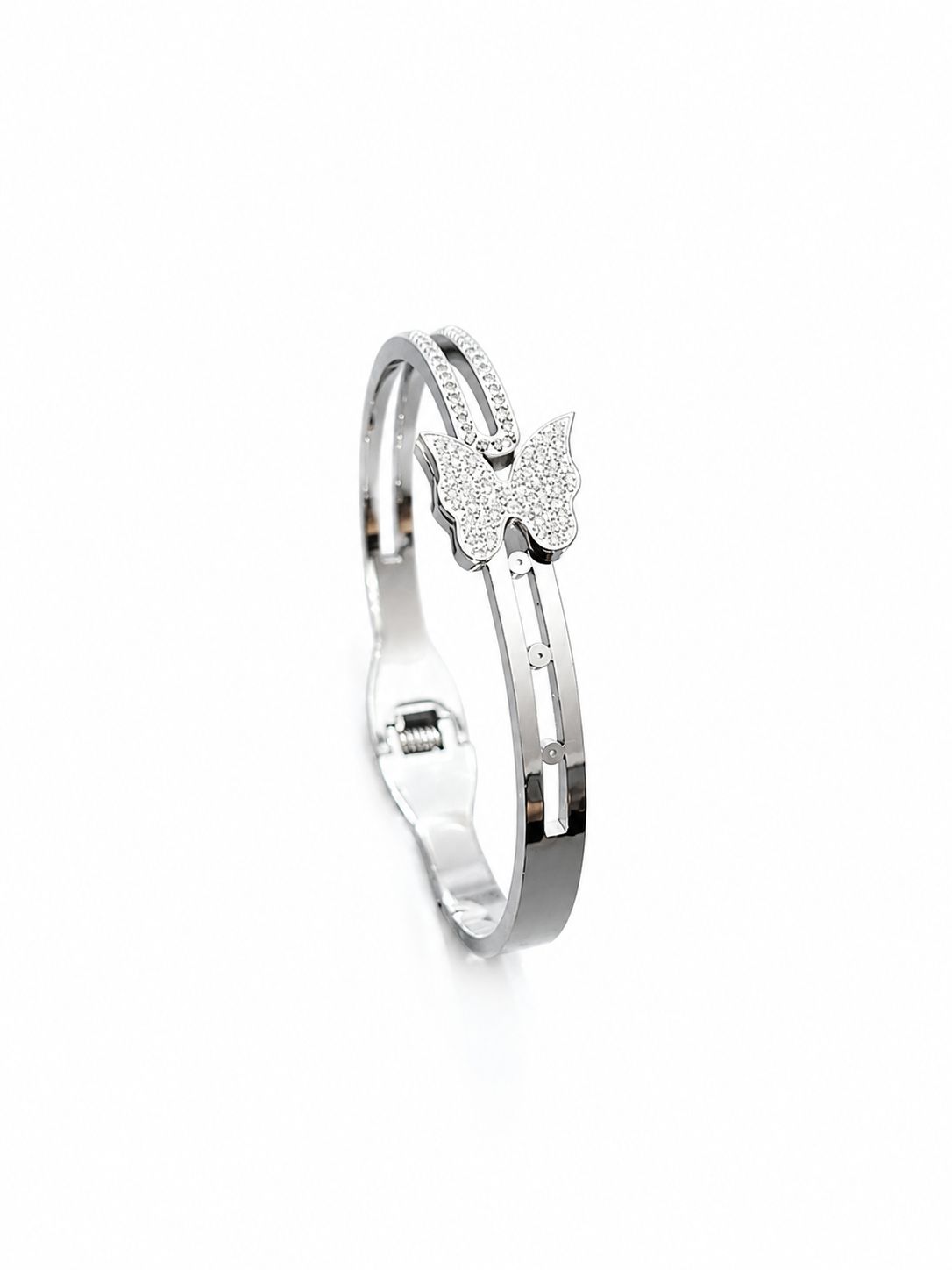 Butterfly Crystal Bangle Bracelet | Silver Cuff for Women | Stylish Gift Jewellery