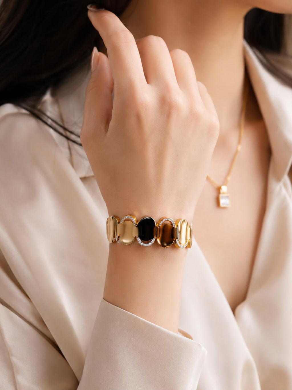 18K Gold Plated Geometric Crystal Bracelet | Premium Anti-Tarnish Bracelet for Women