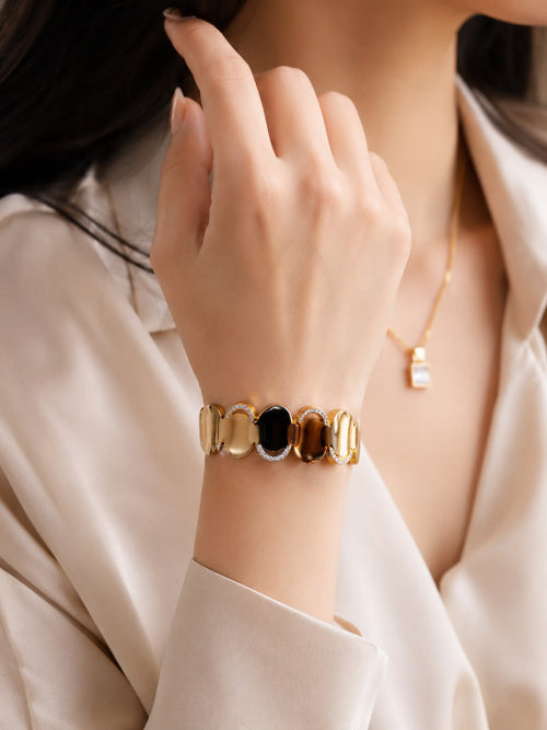 9K Gold Plated Geometric Crystal Bracelet | Premium Anti-Tarnish Bracelet for Women