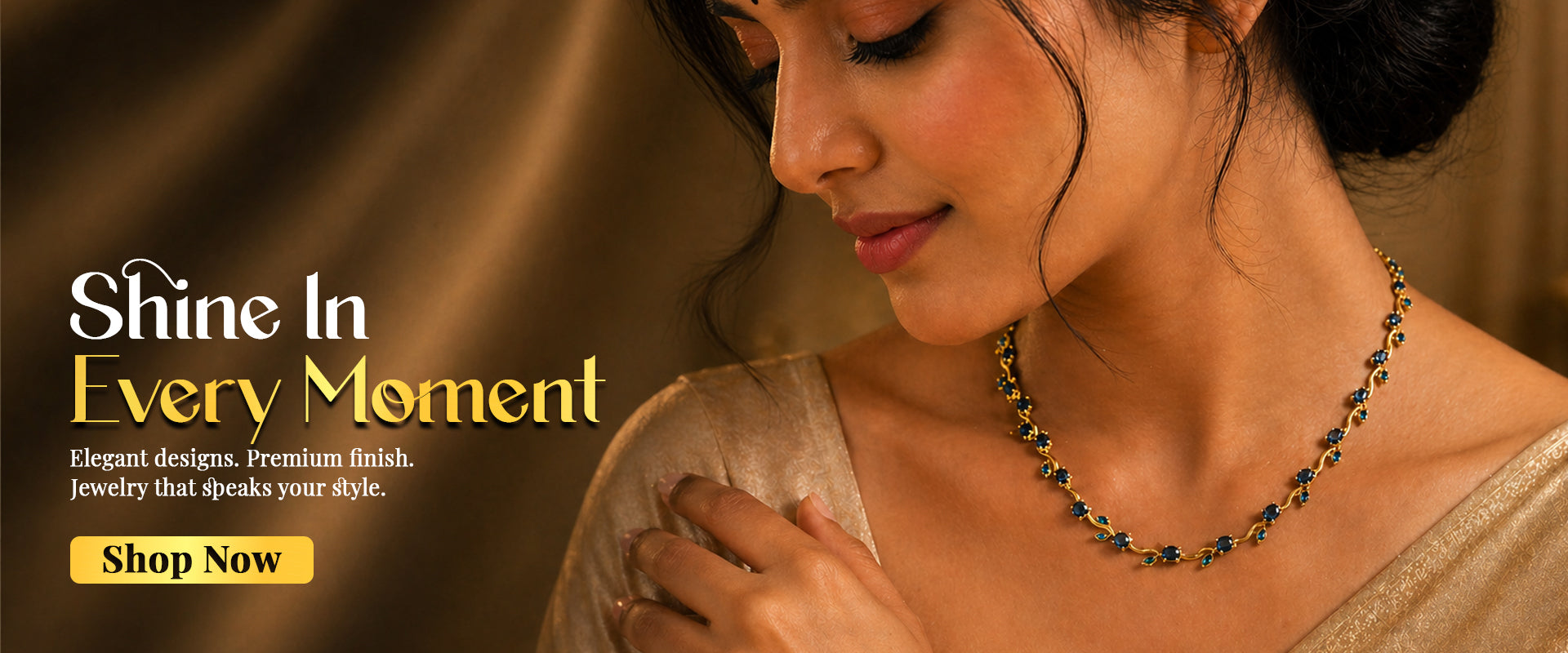 Elegant gold necklace with blue gemstones for women, premium anti-tarnish jewelry