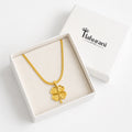 18K Gold Four-Leaf Clover Pendant Necklace — Herringbone Chain