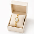 X-MILI Women's Gold Quartz Watch – Crystal Bezel & Pearl Dial