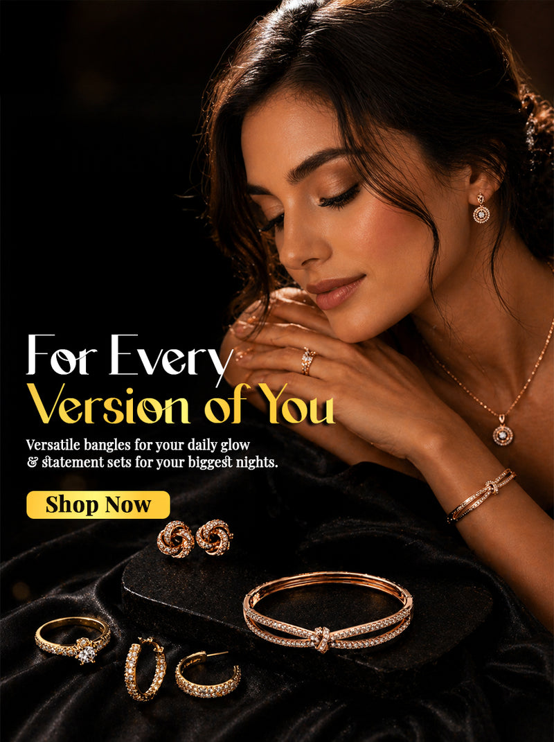 Elegant rose gold jewelry set with diamond accents, perfect for daily wear or special occasions.